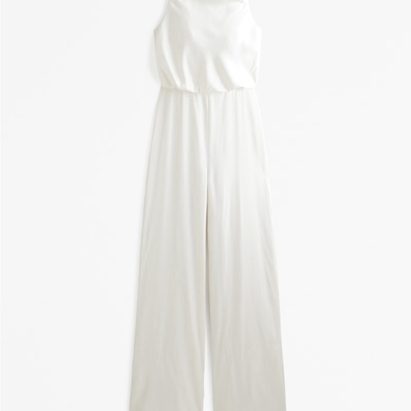 NWT, never worn, white high neck draped jumpsuit. Size M. - Picture 2 of 4